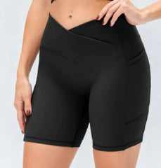 Women's Cross Waist Yoga Shorts