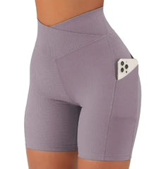 Women's Cross Waist Yoga Shorts