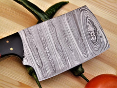 Hand-Forged Damascus Steel Knife 9" Cleaver