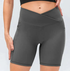Women's Cross Waist Yoga Shorts